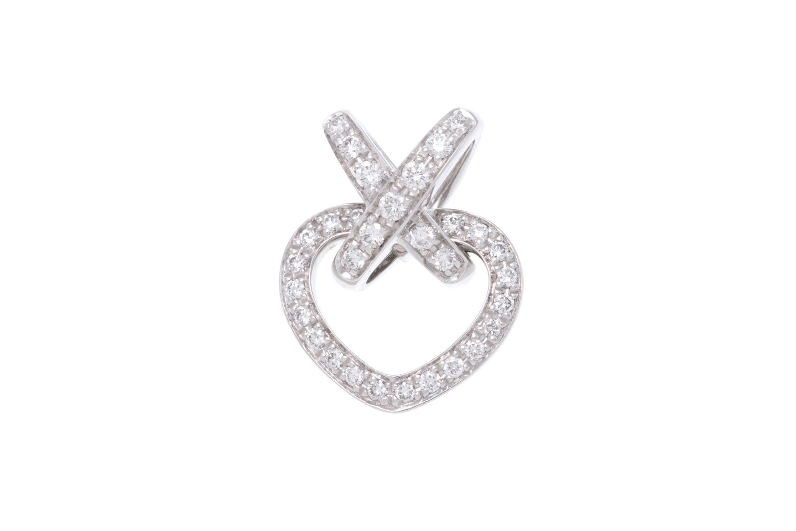 Chaumet, Liens, pendentif cœur or gris 750 serti de diamants taille brillant, signé, num&# (1 of 4)