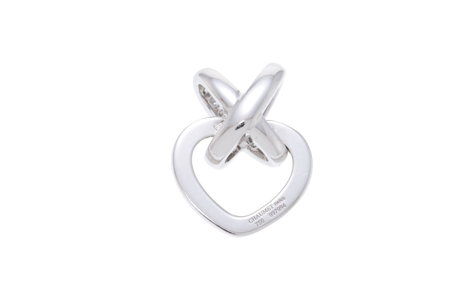 Chaumet, Liens, pendentif cœur or gris 750 serti de diamants taille brillant, signé, num&# - 3