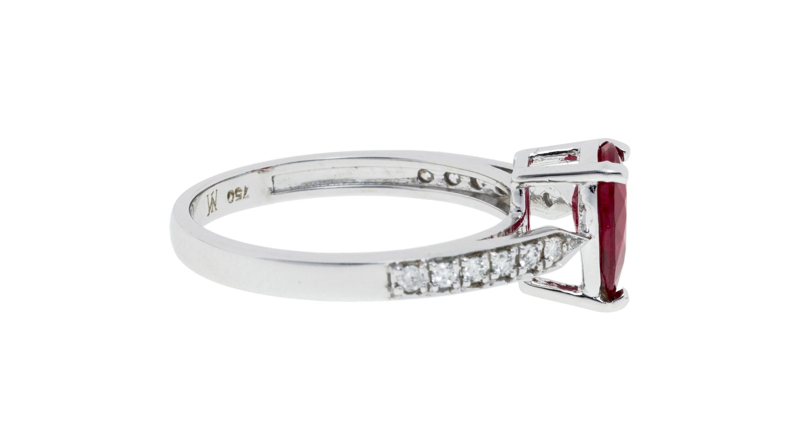 Bague or gris 750 sertie d'un rubis birman taille poire de 1.091 carat, chauffé, selon le rappo - 2