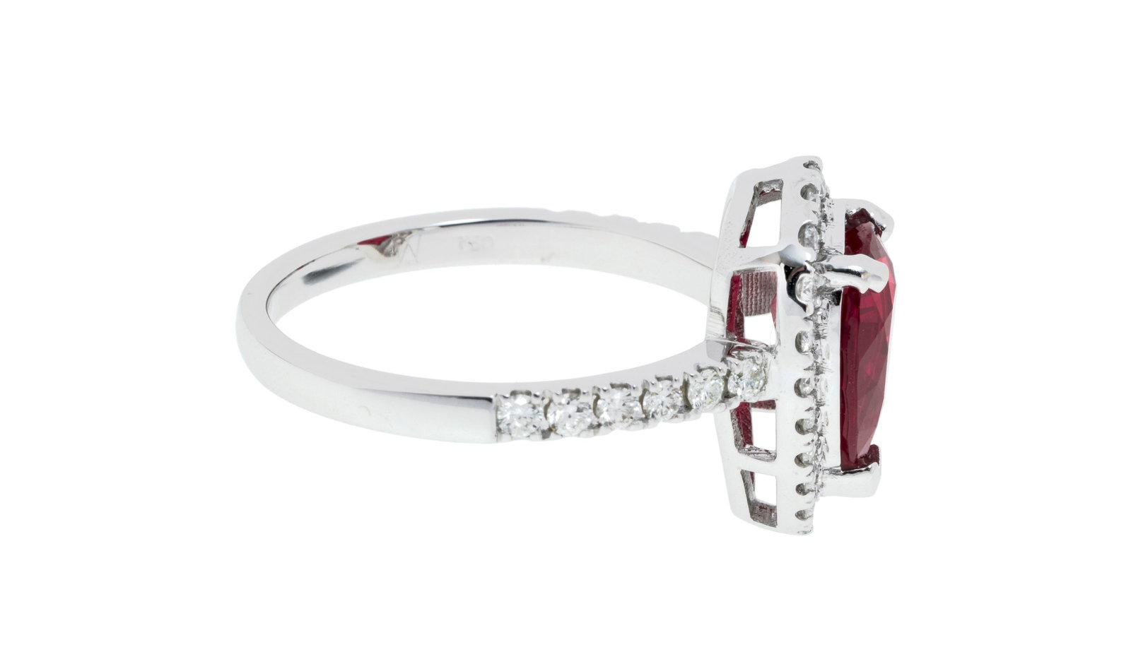 Bague or gris 750 sertie d'un rubis birman taille poire de 2.069 carats, chauffé, selon le rapp - 2
