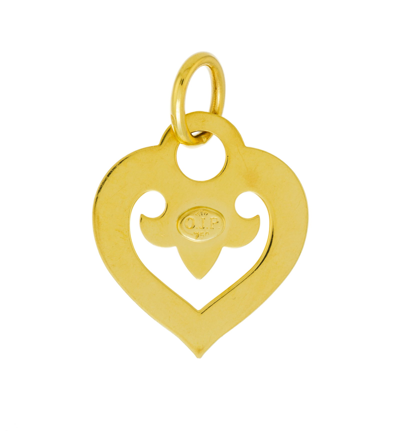 O.J. Perrin, pendentif cœur ajouré en or 750, signé, h. 3.8 cm, 5g - 3