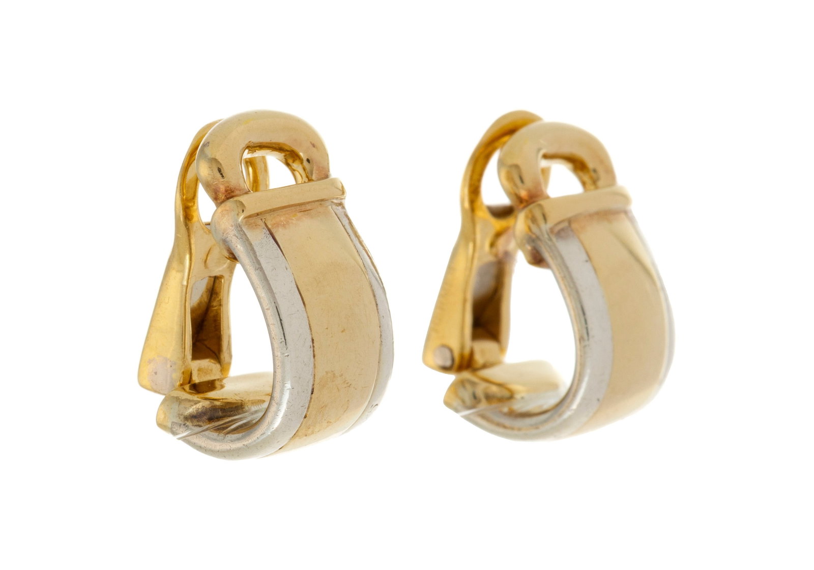 Hermès, paire de clips d’oreilles en or 750 et argent, h. 1.5 cm, 9g - 2