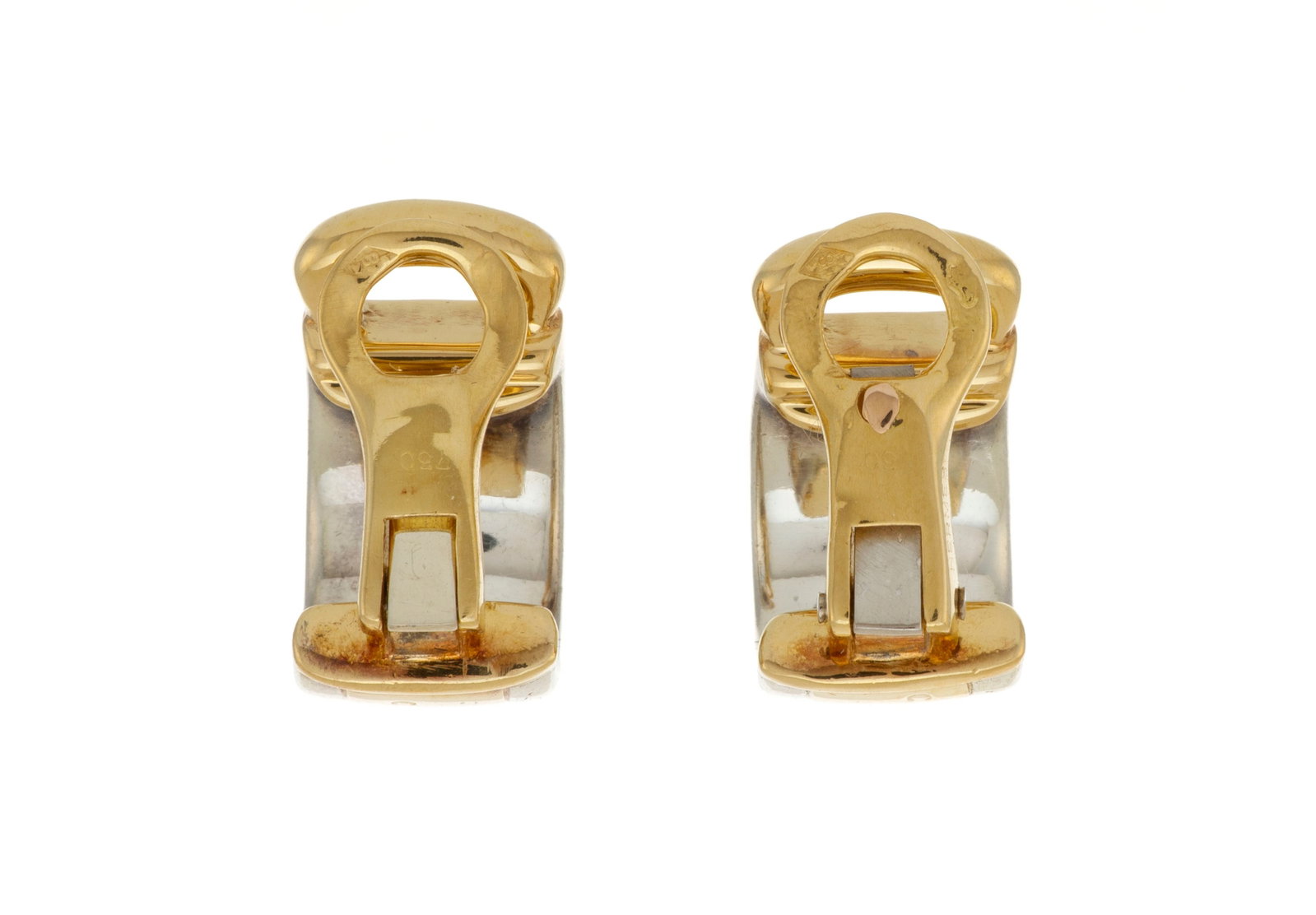 Hermès, paire de clips d’oreilles en or 750 et argent, h. 1.5 cm, 9g - 3