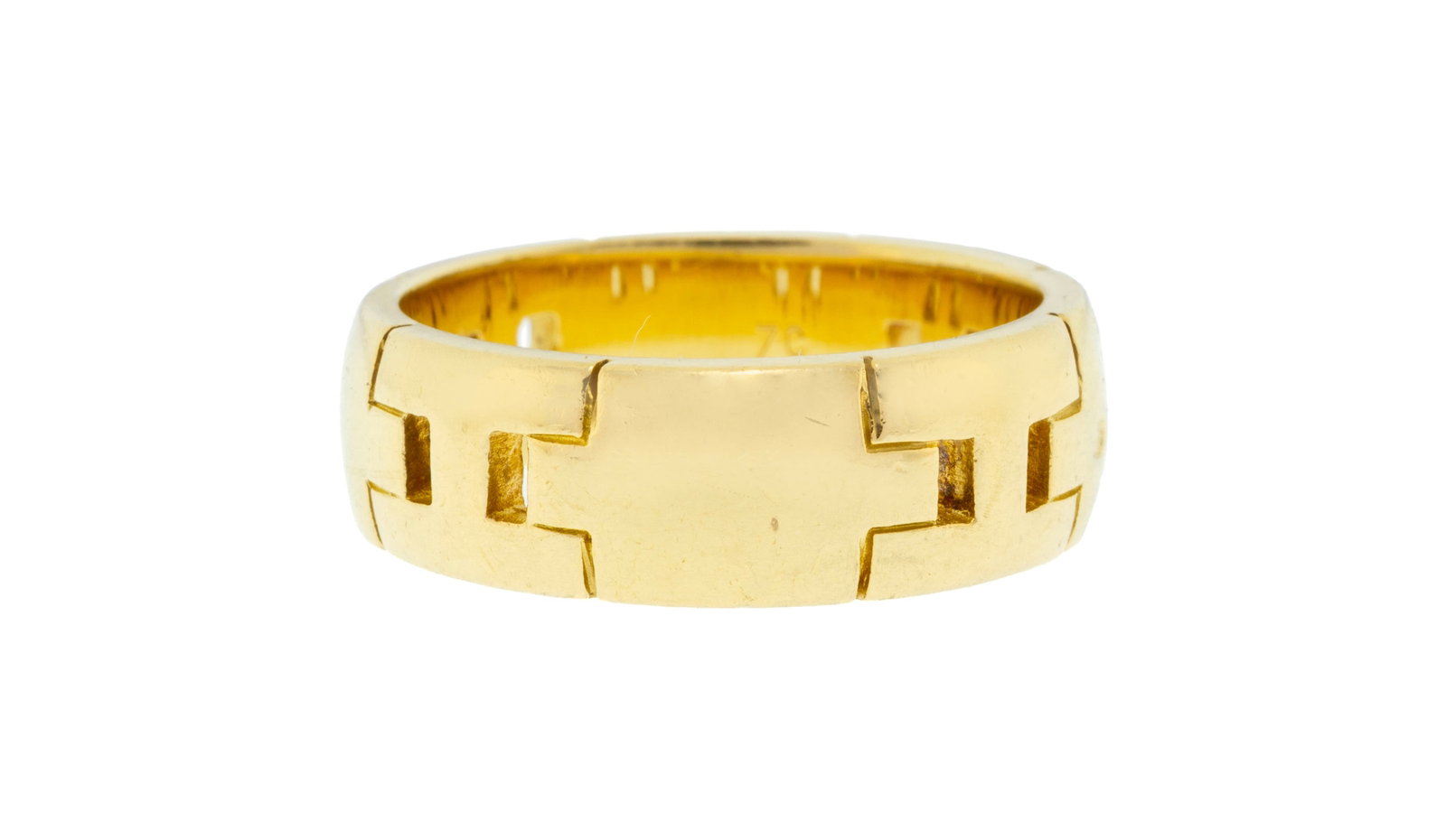Hermès, anneau en or 750 ajouré, signé, numéroté 36273, doigt 52-12, 8g: Hermès, anneau en or 750 ajouré, signé, numéroté 36273, doigt 52-12, 8g Condition Bon état de conservation général. Présence de très nombreuses