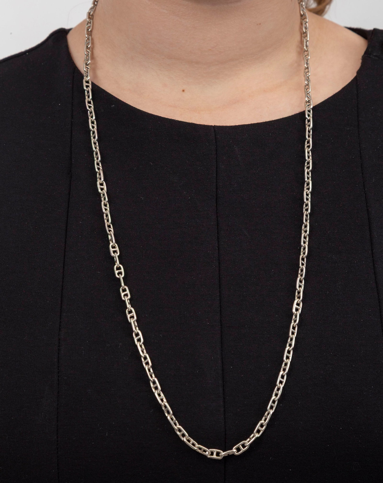 Hermès, sautoir en argent à maille marine, signé, long. 78 cm - 3