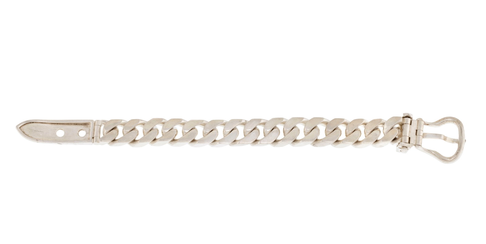 Hermès, bracelet ceinture en argent à maille gourmette, poinçon de maître Emile  - 2
