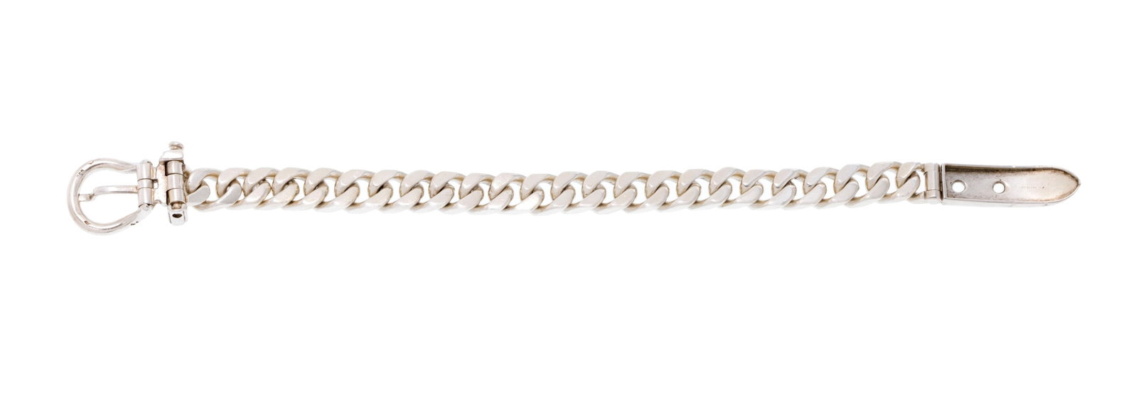 Hermès, bracelet ceinture en argent à maille gourmette, poinçon de maître Emile  - 3