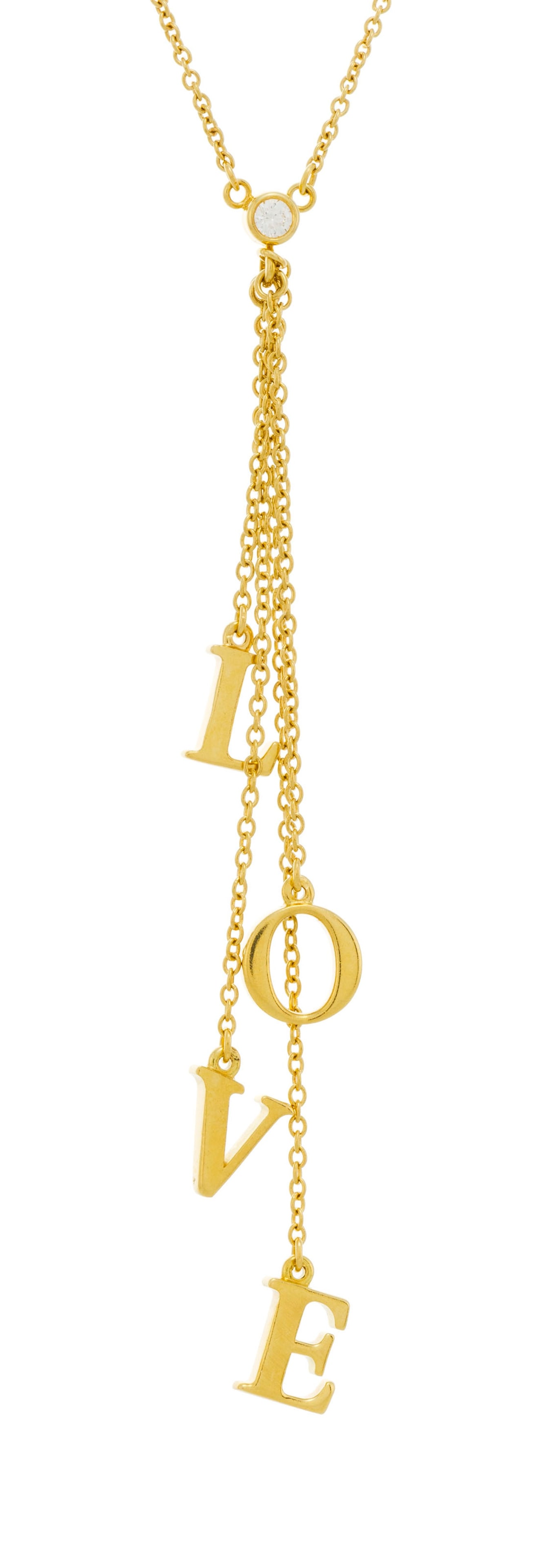 Tiffany&Co, collier or 750 à maille forçat serti au centre d'un diamant et retenant des le - 2
