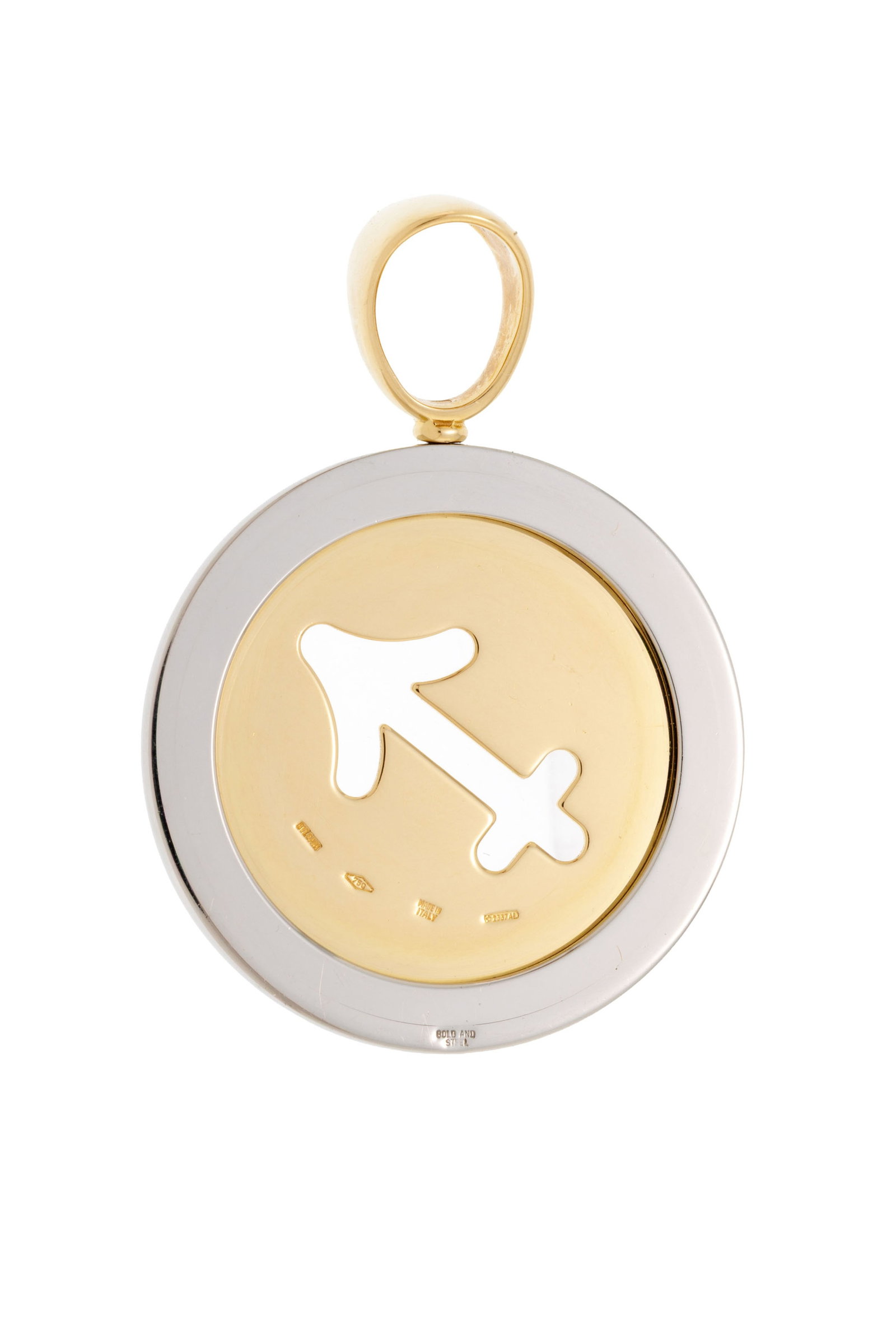 Bulgari, pendentif or 750 et acier ajouré du symbole du sagittaire, signé, h. 4.3 cm, 13g, - 3