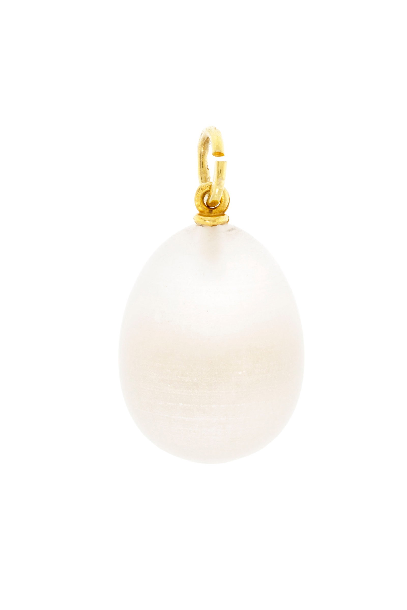 Lalaounis, pendentif œuf en cristal de roche dépoli et or 750 orné d'une couronne de  - 3
