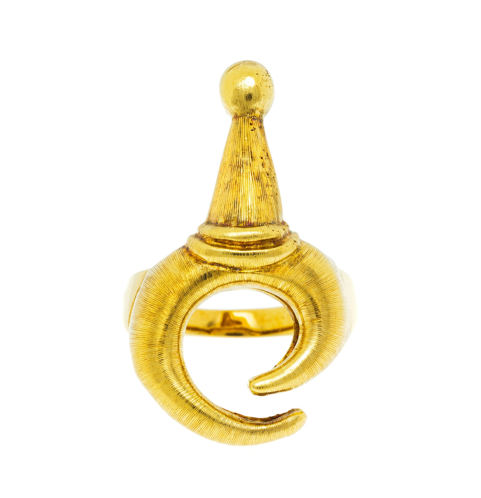 Lalaounis, bague signe du zodiaque or 750 stylisant le symbole du bélier, signée, doigt 50 (1 of 4)