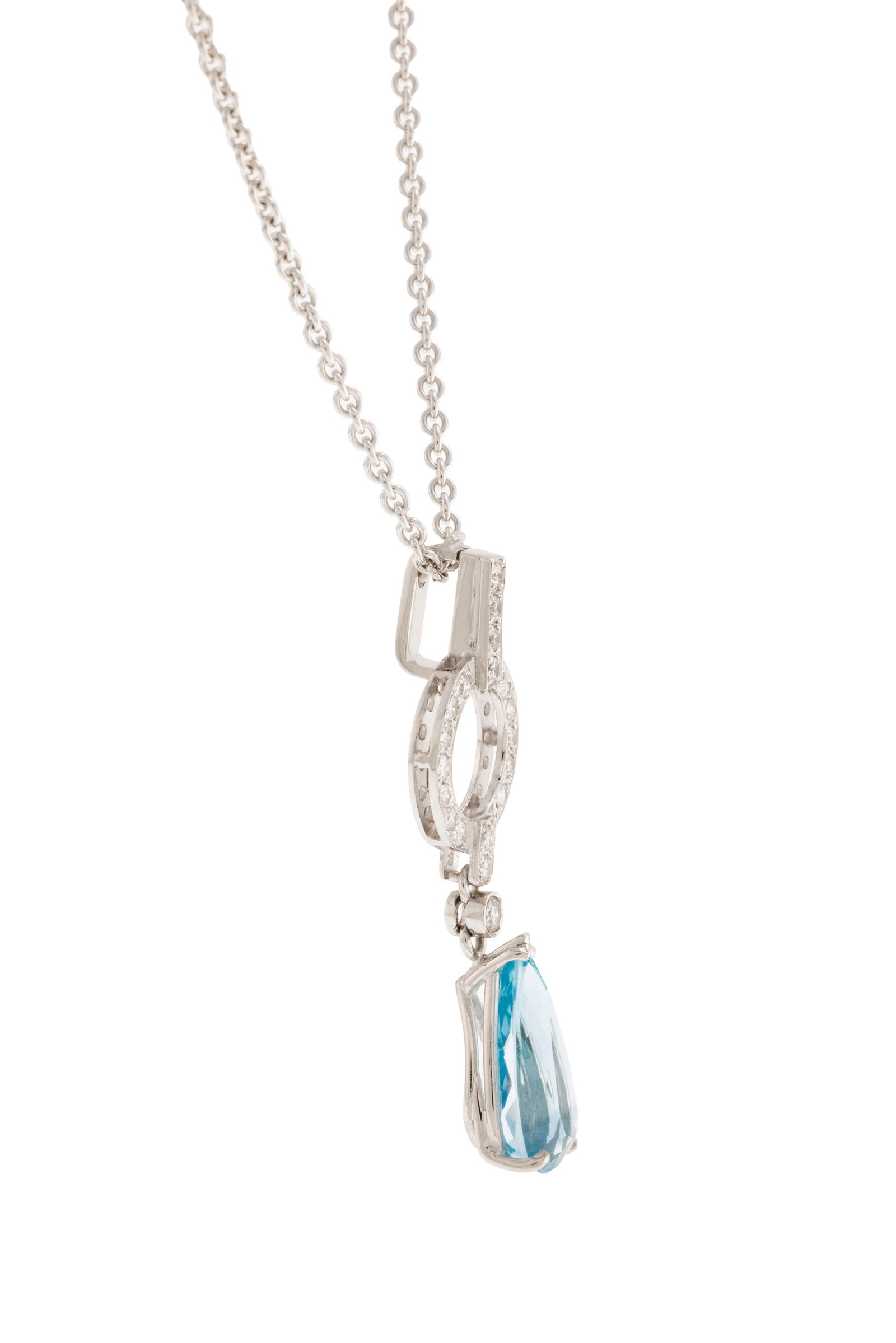Pendentif or gris 750 à motif géométrique serti de diamants taille brillant et retena - 2