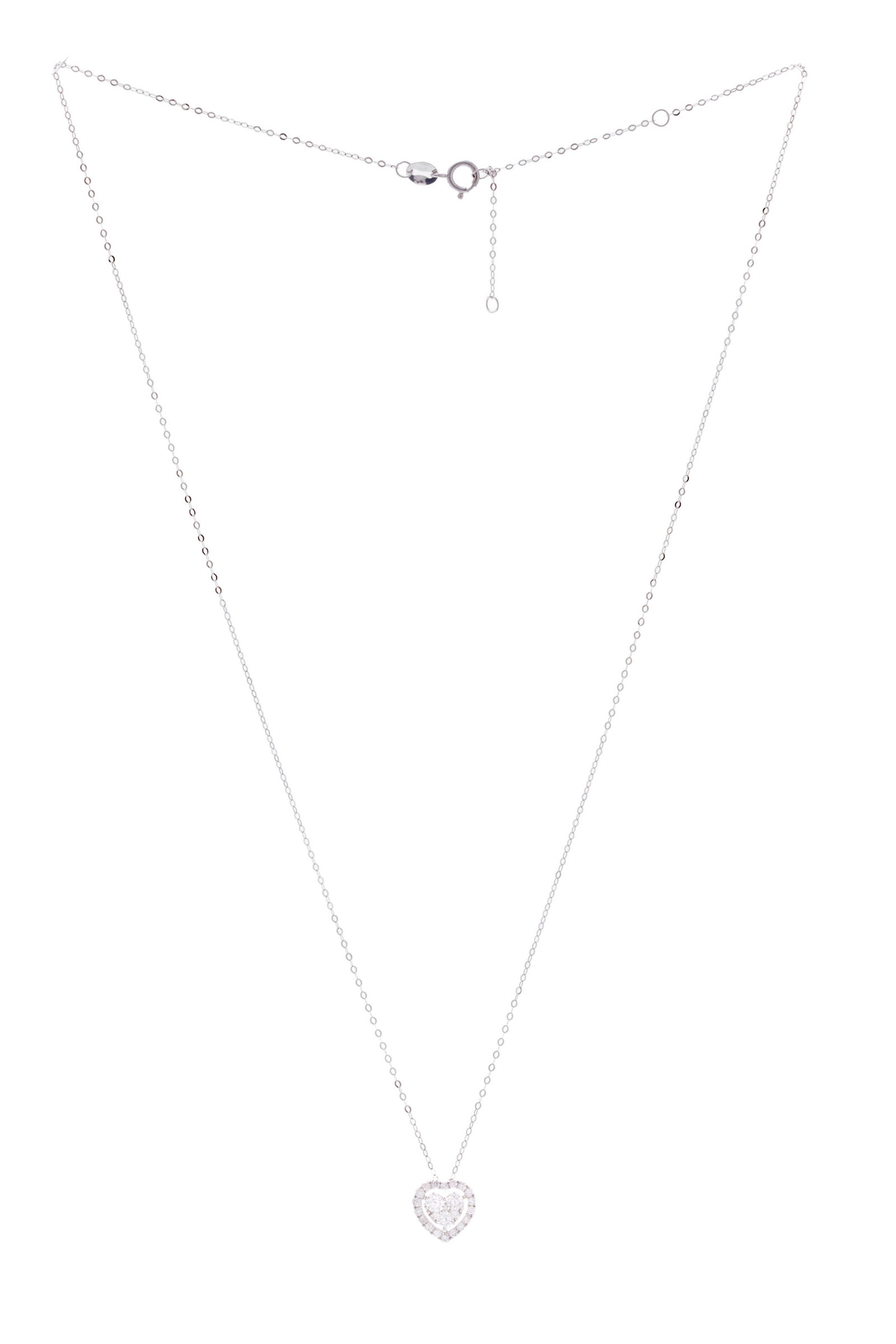 Pendentif cœur "illusion" or gris 750 serti de diamants taille brillant, sur une chaîne en (1 of 5)