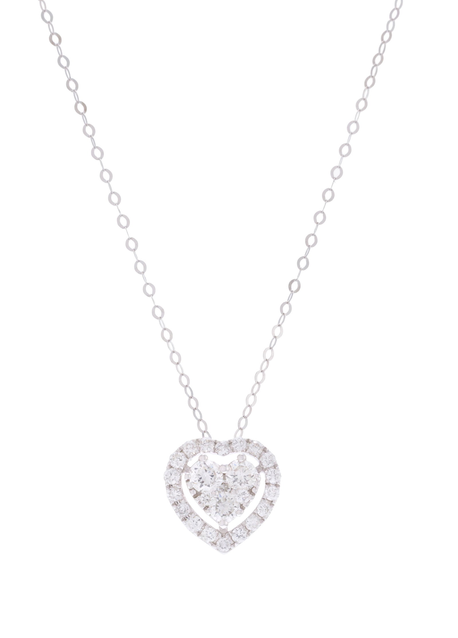 Pendentif cœur "illusion" or gris 750 serti de diamants taille brillant, sur une chaîne en - 2