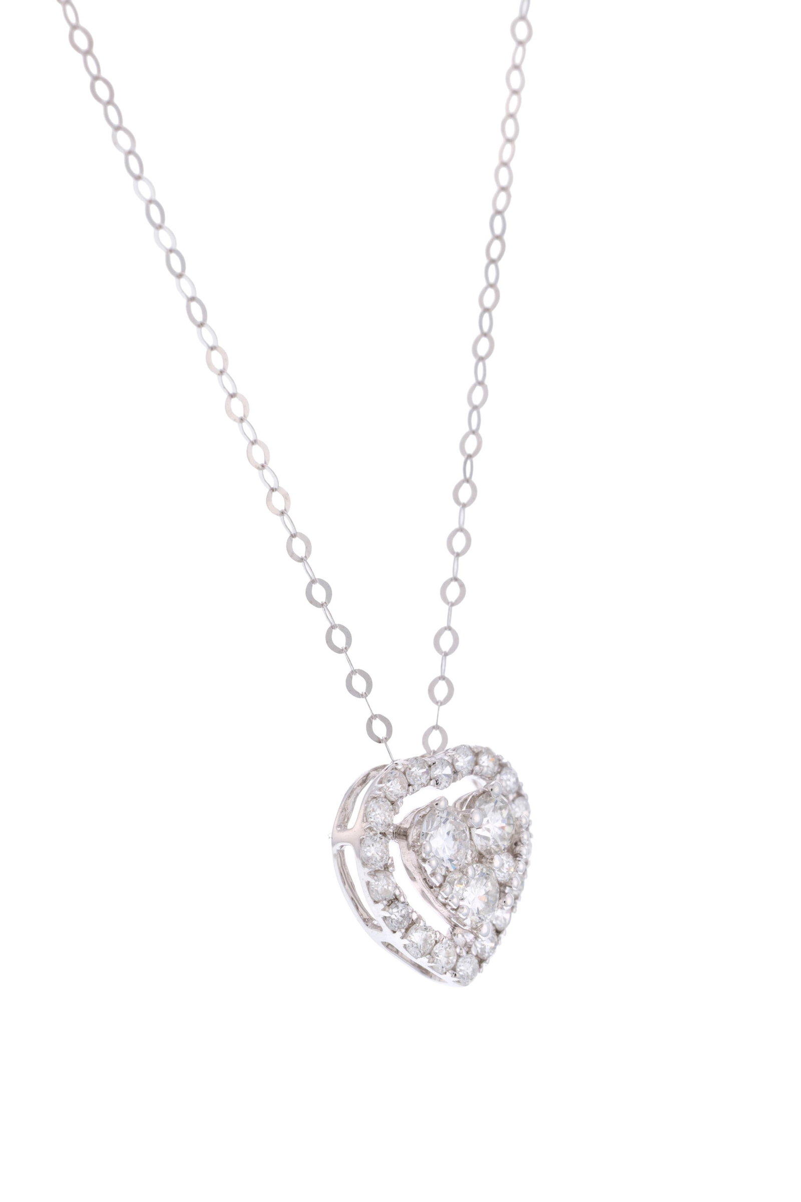 Pendentif cœur "illusion" or gris 750 serti de diamants taille brillant, sur une chaîne en - 3