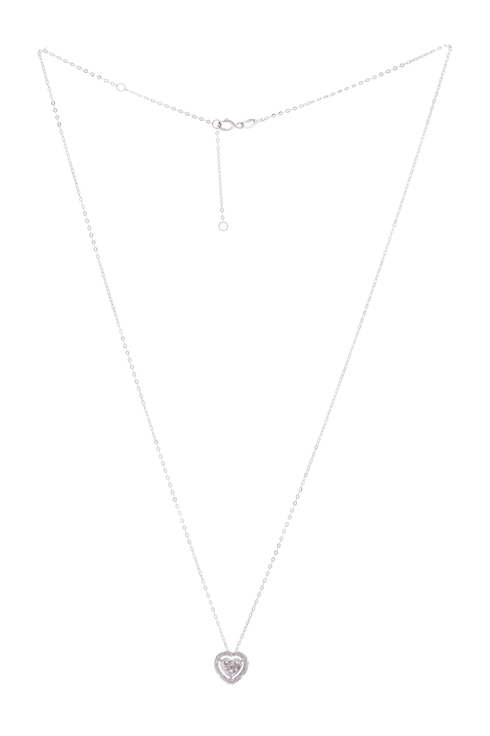 Pendentif cœur "illusion" or gris 750 serti de diamants taille brillant, sur une chaîne en - 4