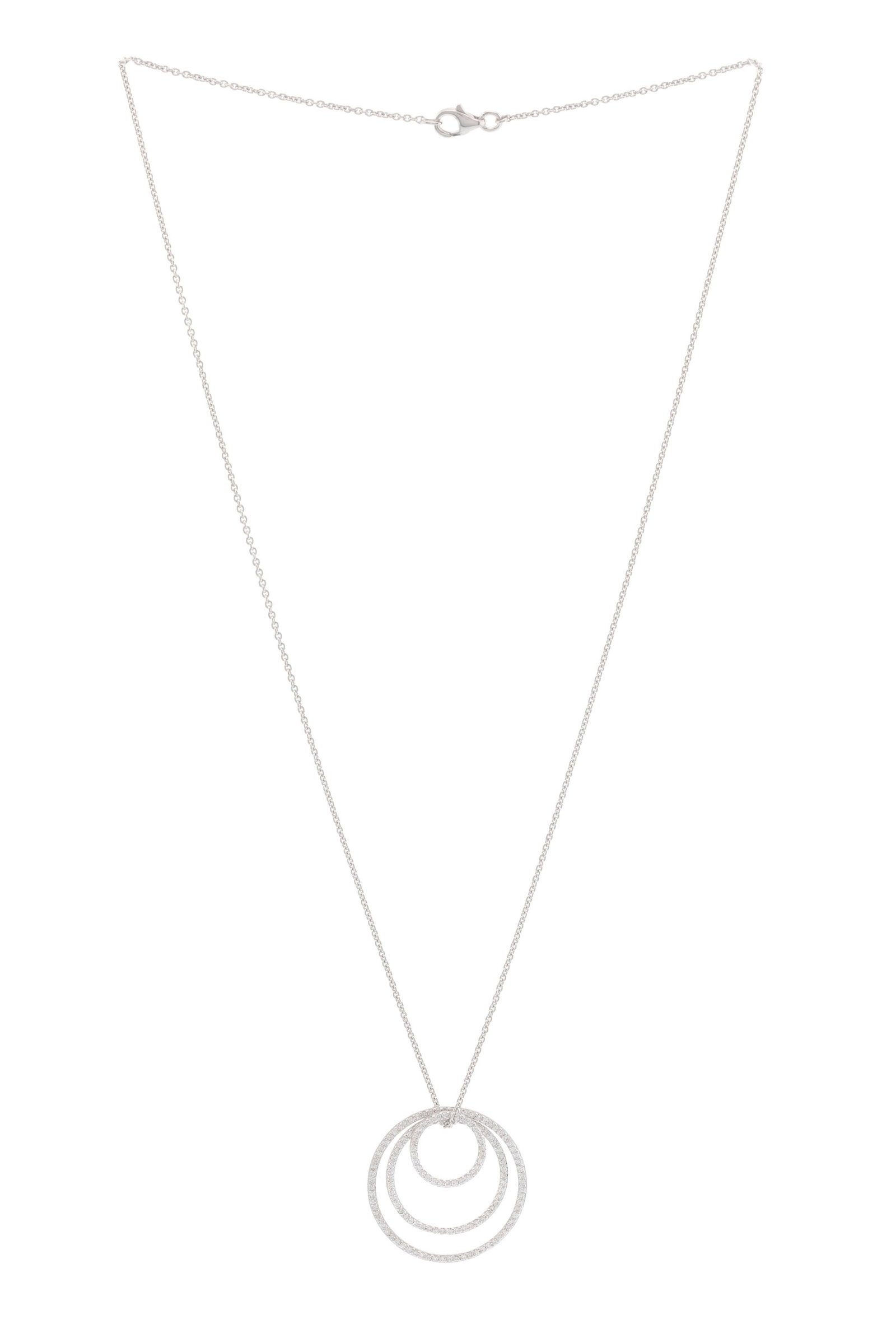 Pendentif or gris 750 formé de trois cercles ajourés sertis de diamants taille brillant, s (1 of 4)