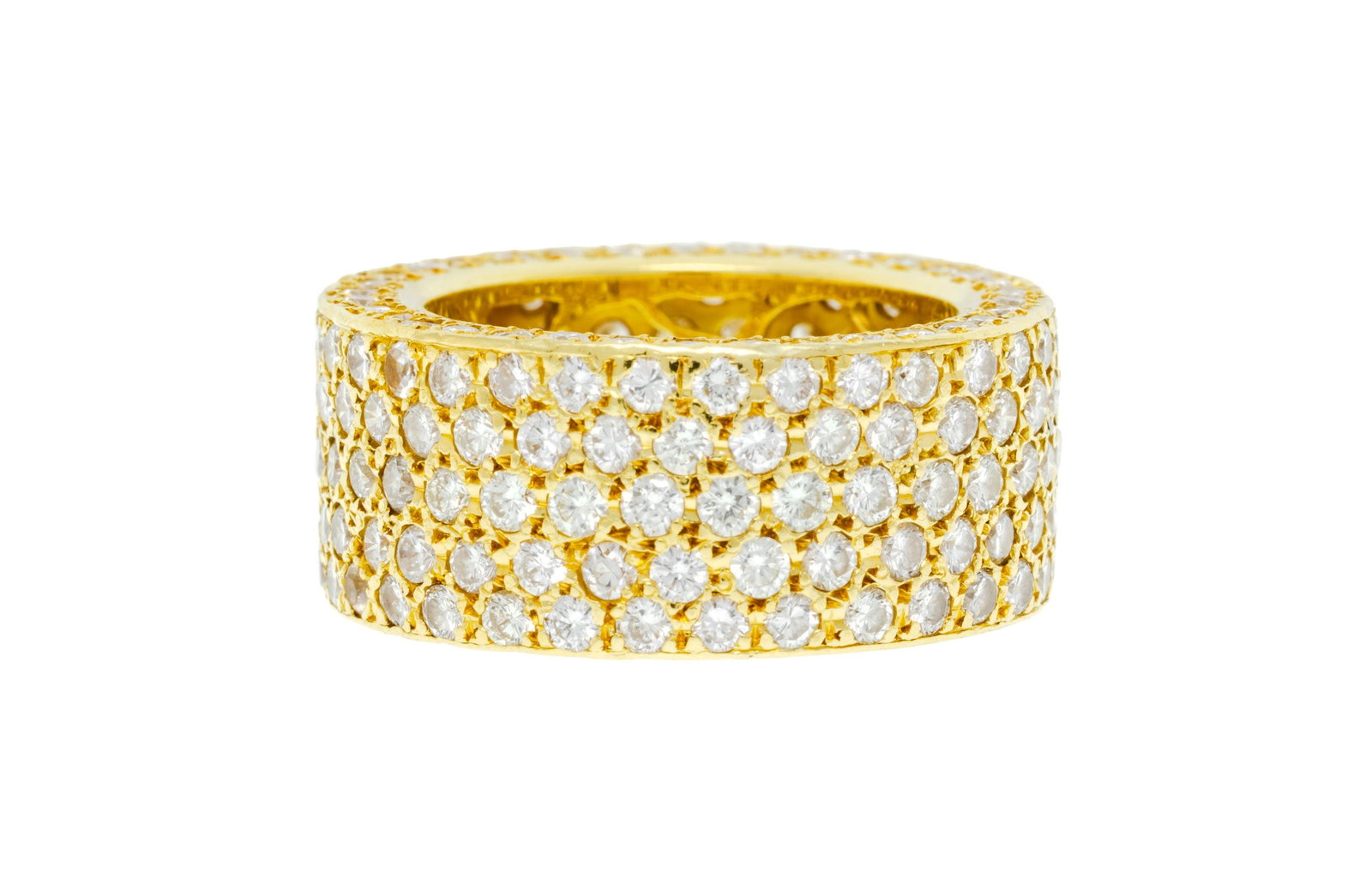 Anneau rivière or 750 entièrement pavé de diamants taille brillant et de quelques dia: Anneau rivière or 750 entièrement pavé de diamants taille brillant et de quelques diamants d'imitation, doigt 52-12, 10g Condition Monture: Bon état de conservation génér