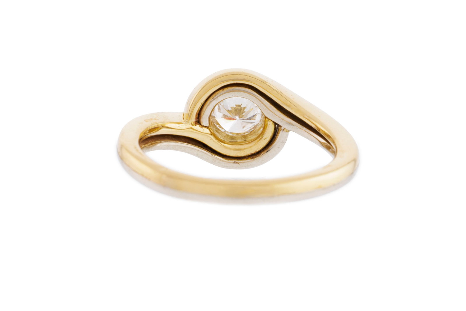 Solitaire 2 ors 750 sertie d'un diamant (env. 0.40 ct) taille brillant, doigt 49-9 - 3