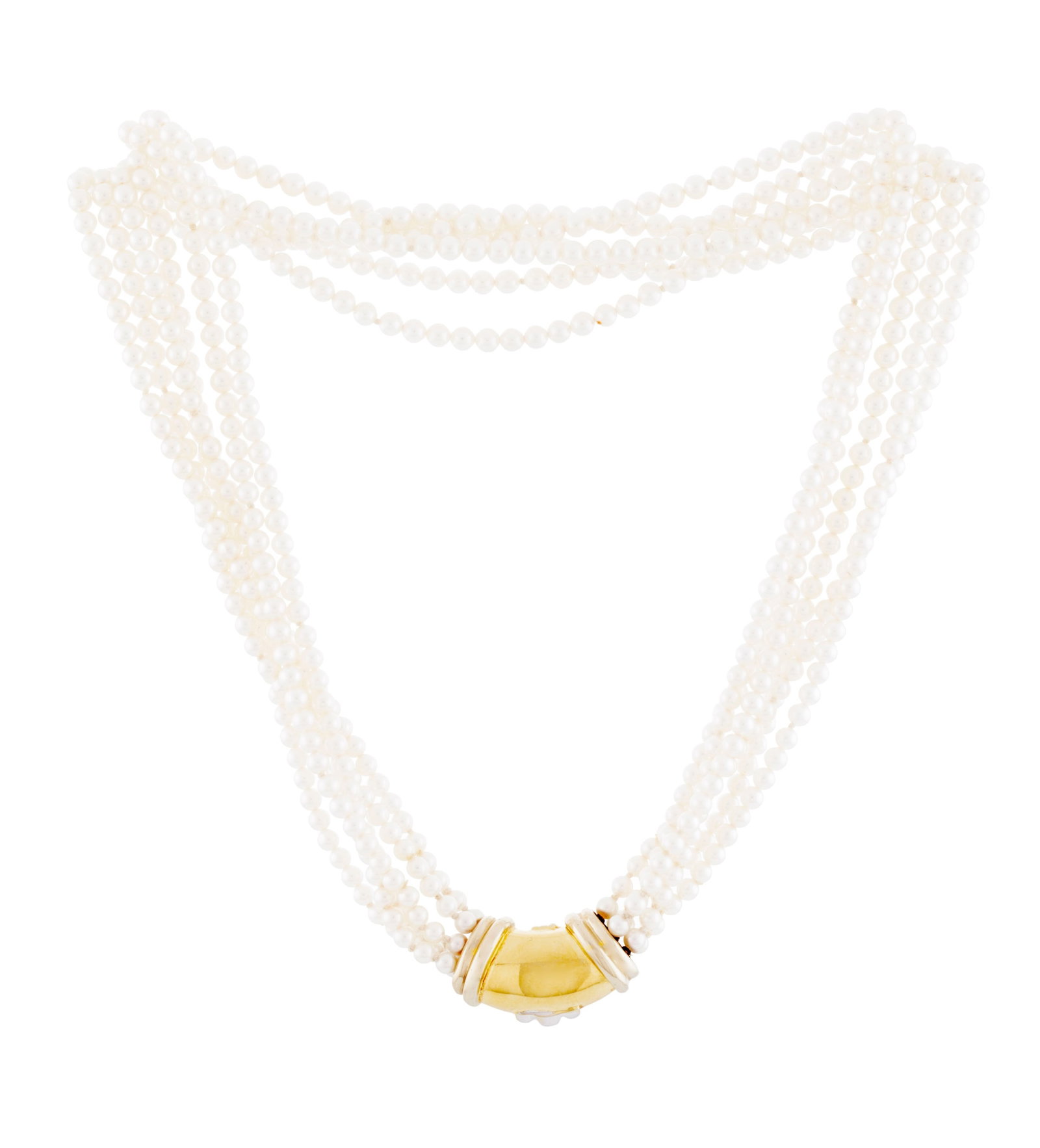 Collier composé de 6 rangs de perles de culture blanches, fermoir 2 ors 750 serti de diamants t - 3