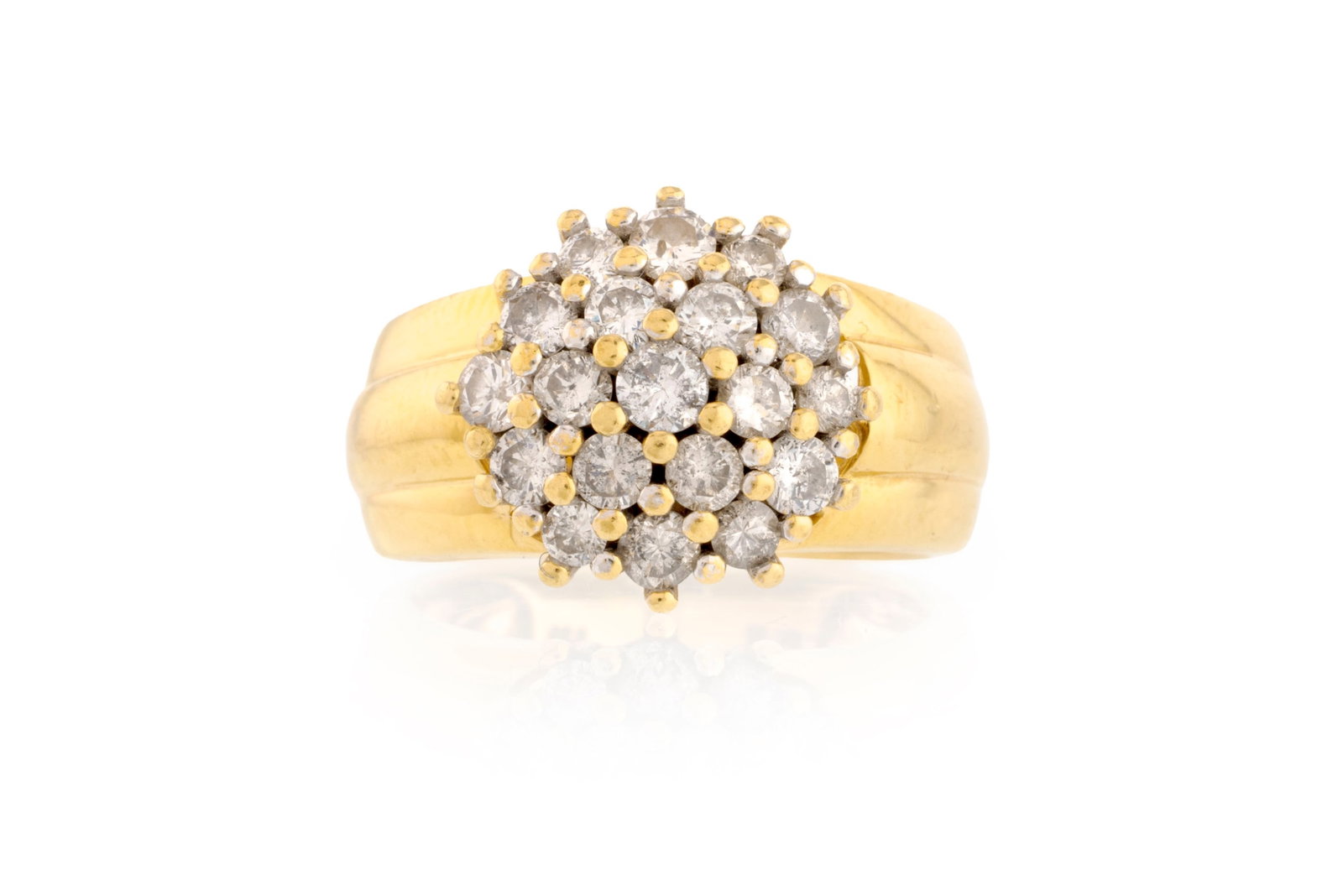 Bague 2 ors 750 sertie de diamants taille brillant, doigt 49-9, 6g: Bague 2 ors 750 sertie de diamants taille brillant, doigt 49-9, 6g Condition Bon état de conservation général. Présence de rayures et micro rayures d'usage normal, en particulier s