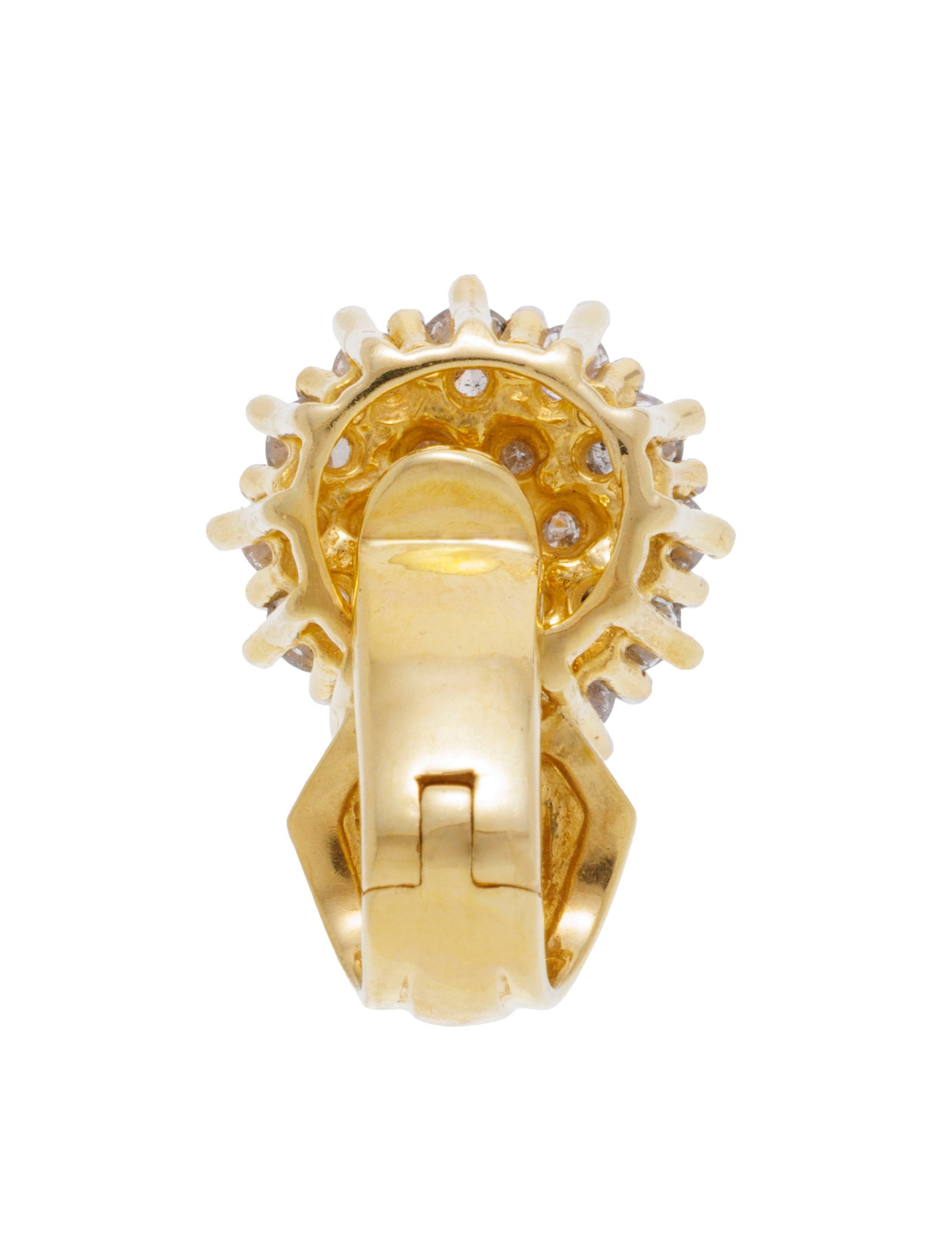 Pendentif or 750 godronné serti de diamants taille brillant, h. 1.9 cm, 4g - 3