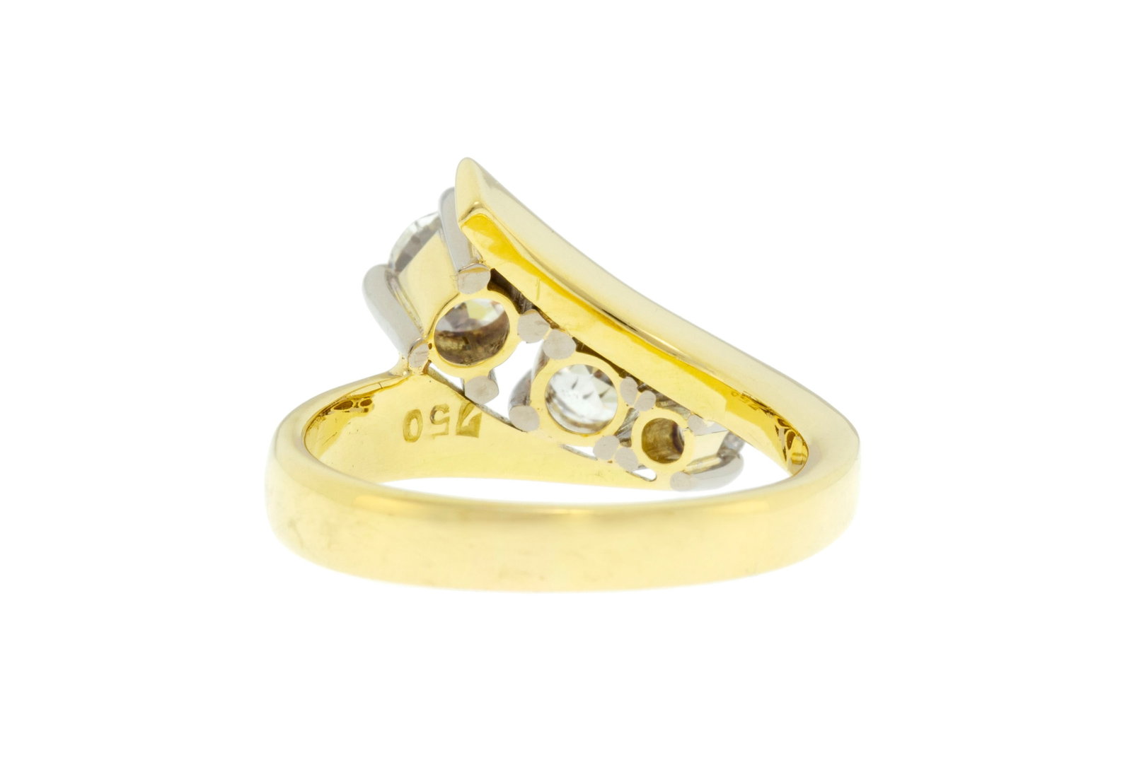 Bague 2 ors 750 sertie de 3 diamants taille brillant en chute, doigt 52-12, 5g - 3