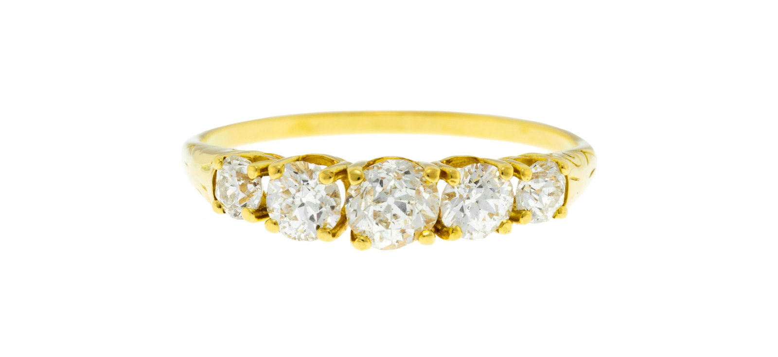 Bague or 750 sertie de cinq diamants taille ancienne, doigt 62-22: Bague or 750 sertie de cinq diamants taille ancienne, doigt 62-22 Condition Monture: Bon état de conservation général. Présence de micro rayures et de signes d'usure à l'or.
