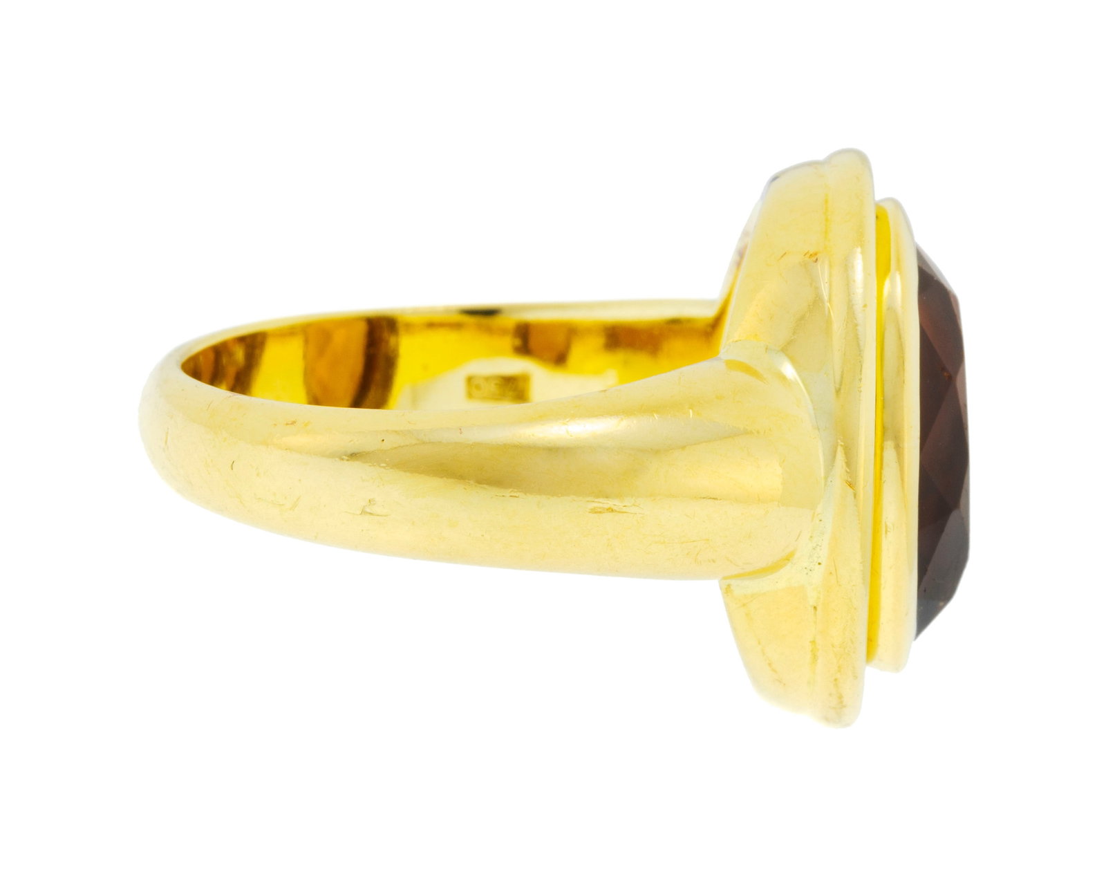 Bague or 750 sertie d'une citrine ovale, doigt 56-16, 11g - 2