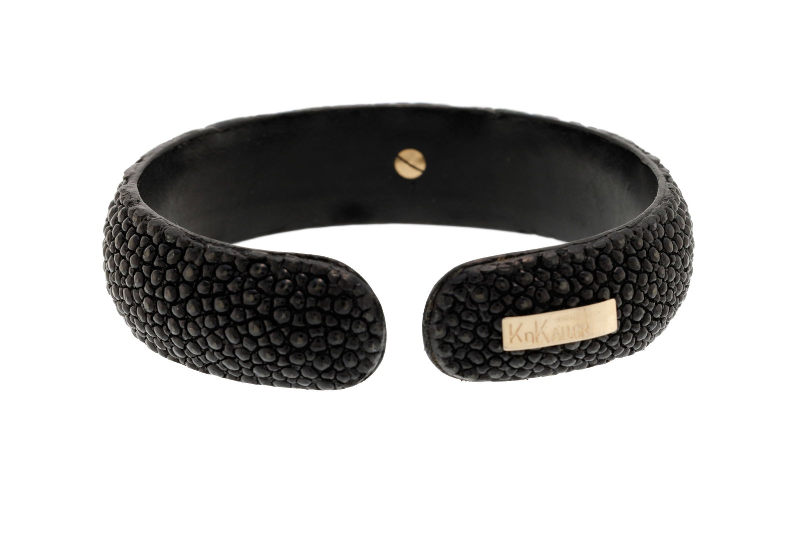 Bracelet en galuchat noir surmonté d'une ligne en or gris 750 sertie de diamants taille brillan - 3