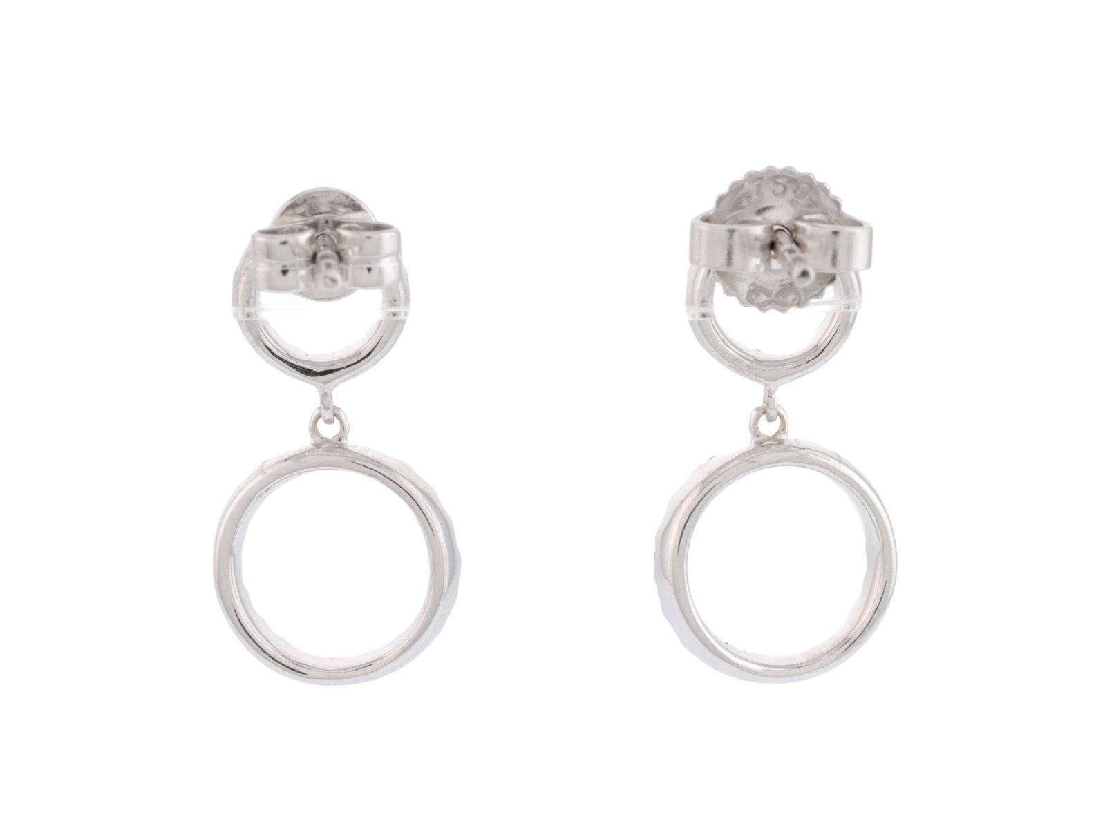 Paire de pendants d'oreilles or gris 750 à motifs circulaires sertis de diamants taille brillan - 3
