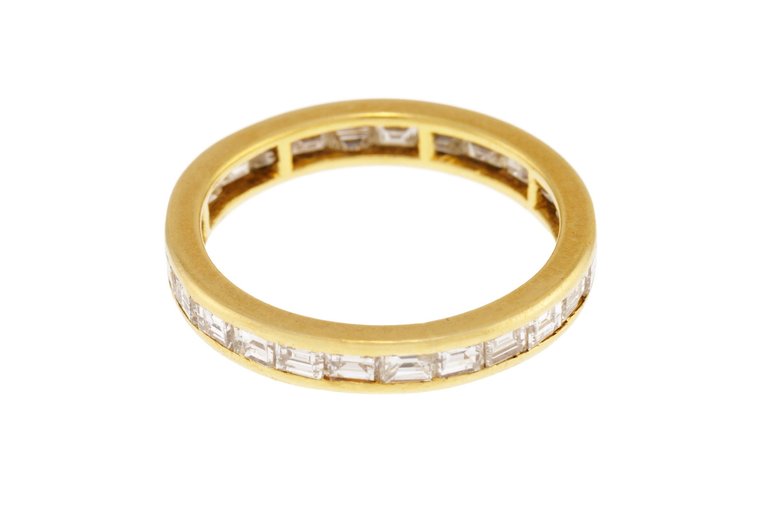 Anneau rivière or 750 serti de diamants taille baguette, doigt 53-13 (dégâts) - 2