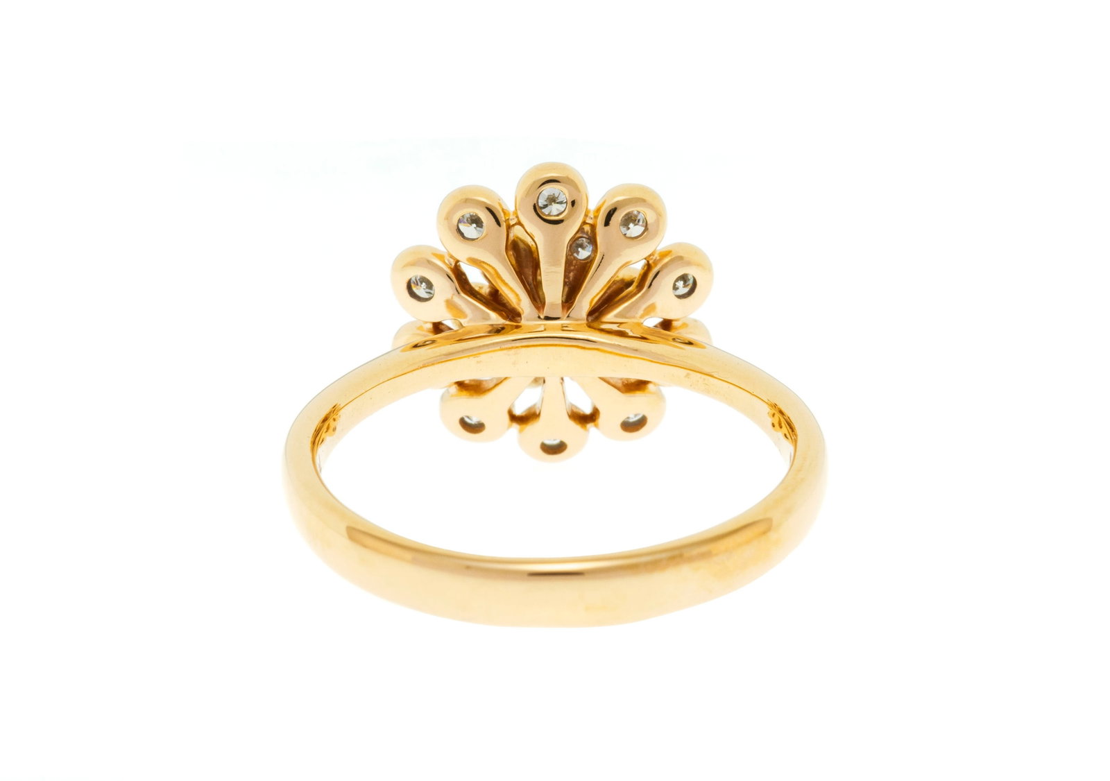 Bague fleur or rose 750 sertie de diamants taille brillant, doigt 54-14, 4g - 3