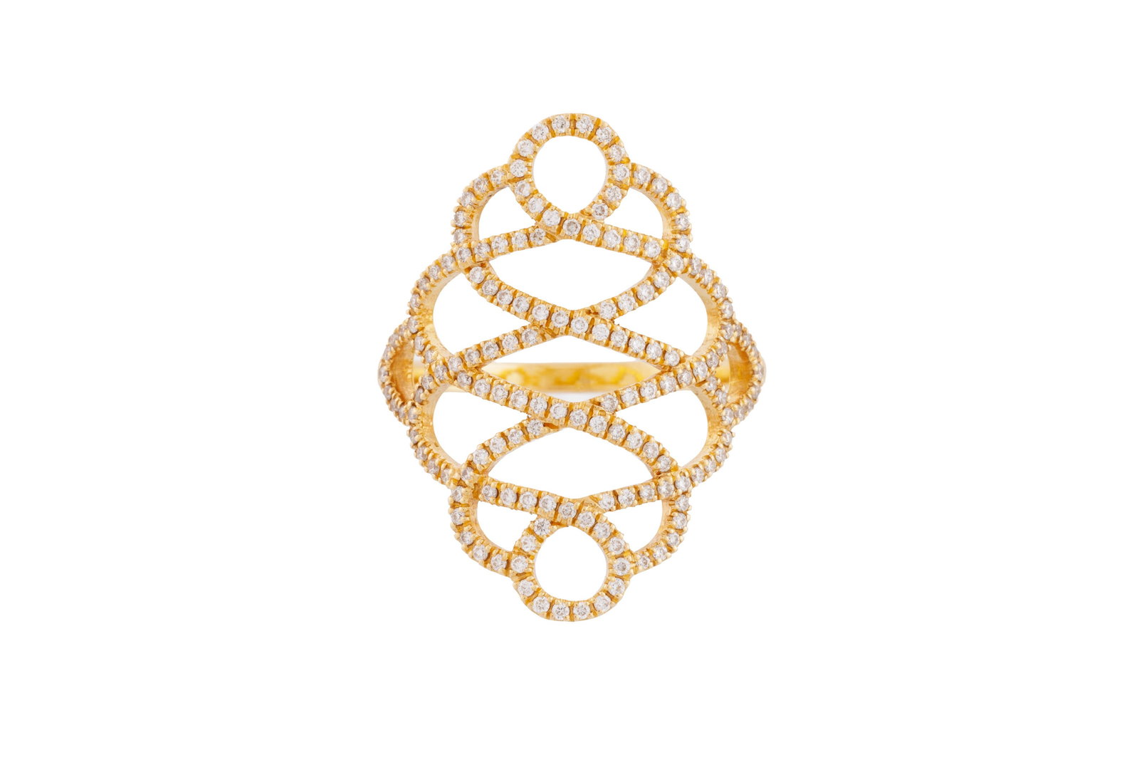 Bague or 750 à motif ajouré sertie de diamants taille brillant, doigt 53-13, 3g: Bague or 750 à motif ajouré sertie de diamants taille brillant, doigt 53-13, 3g Condition Bon état de conservation général. Présence de micro rayures d'usage normal
