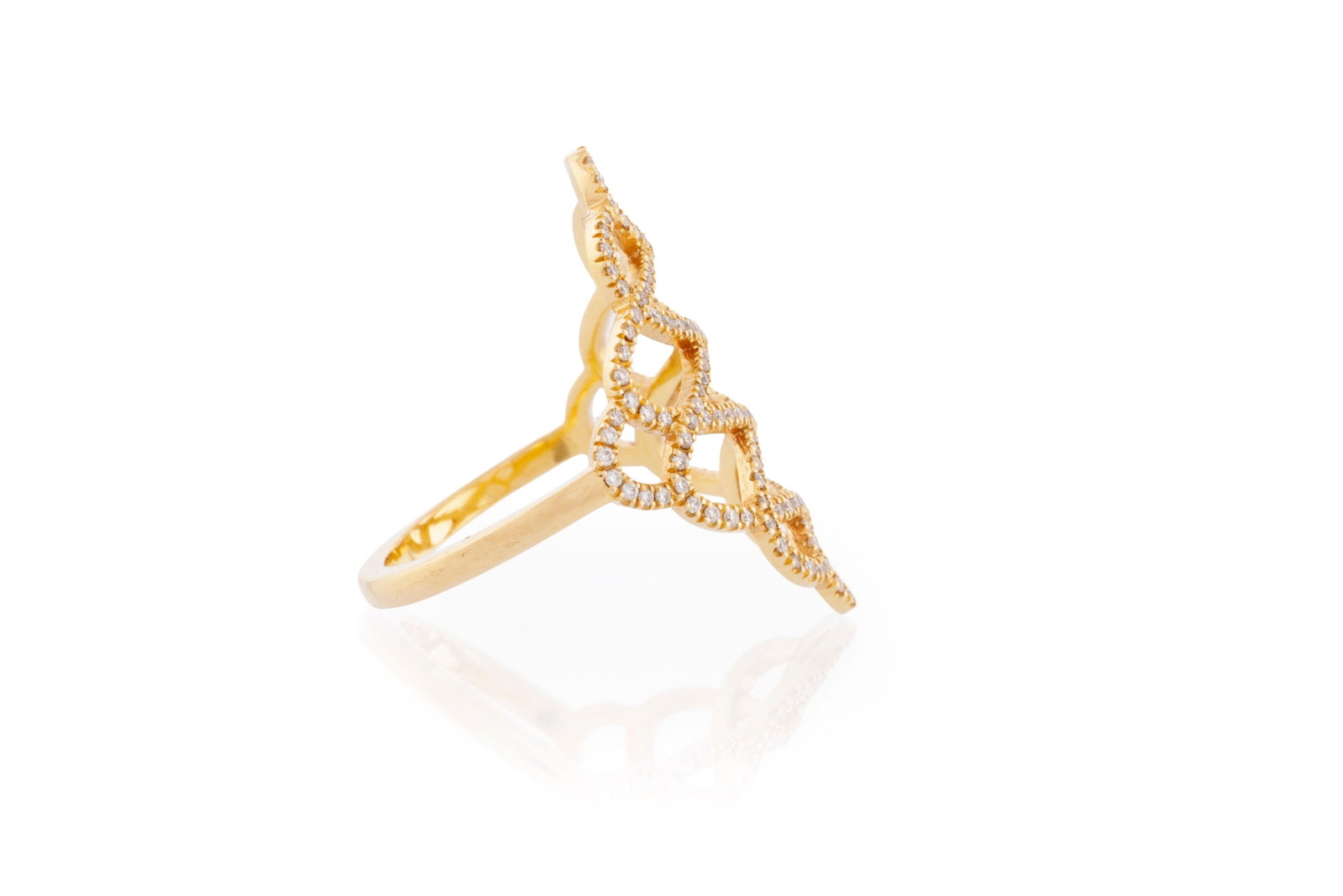 Bague or 750 à motif ajouré sertie de diamants taille brillant, doigt 53-13, 3g - 2