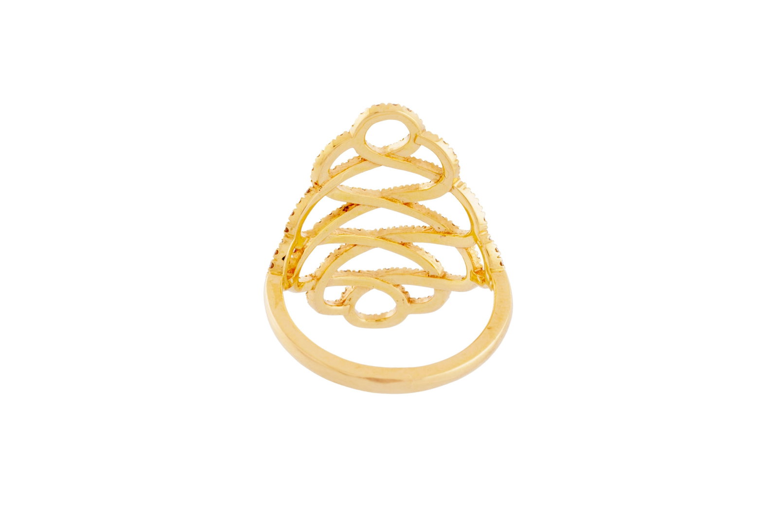 Bague or 750 à motif ajouré sertie de diamants taille brillant, doigt 53-13, 3g - 3