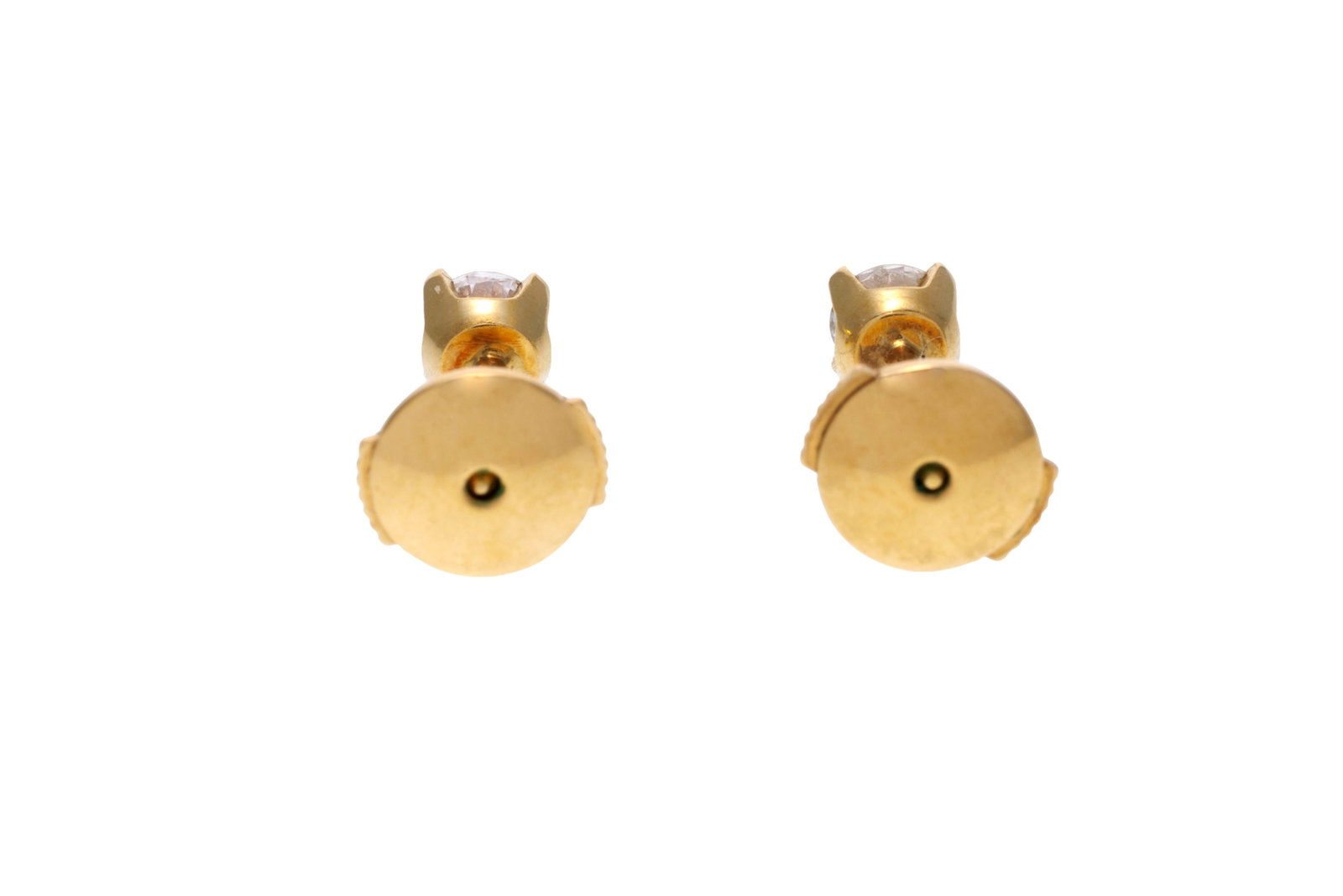 Paire de clous d'oreilles or 750 sertis de diamants taille brillant (env. 0.15 carat chacun) - 2