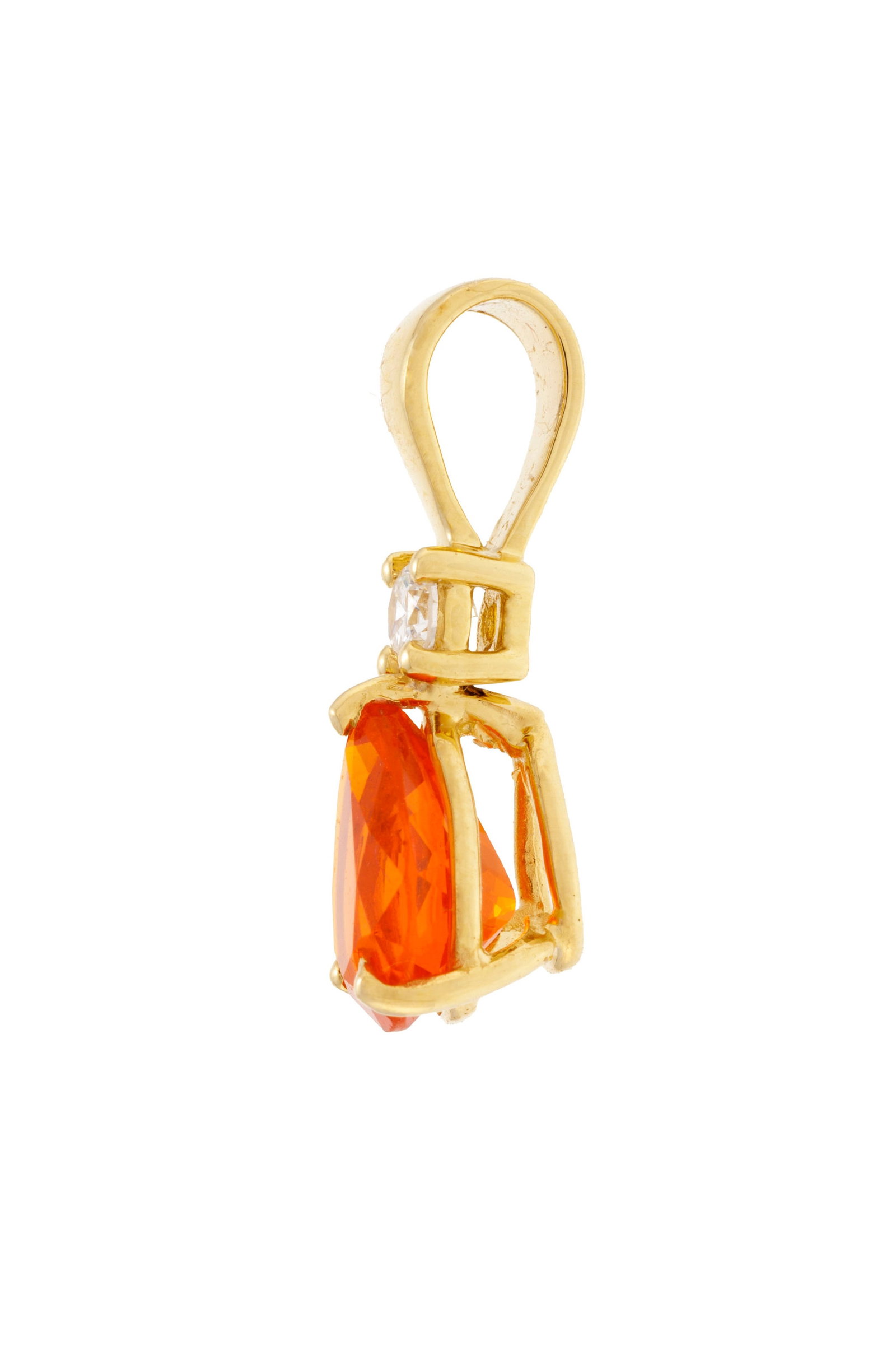 Pendentif or 750 retenant une goutte d’opale de feu surmontée d’un diamant taille b - 2