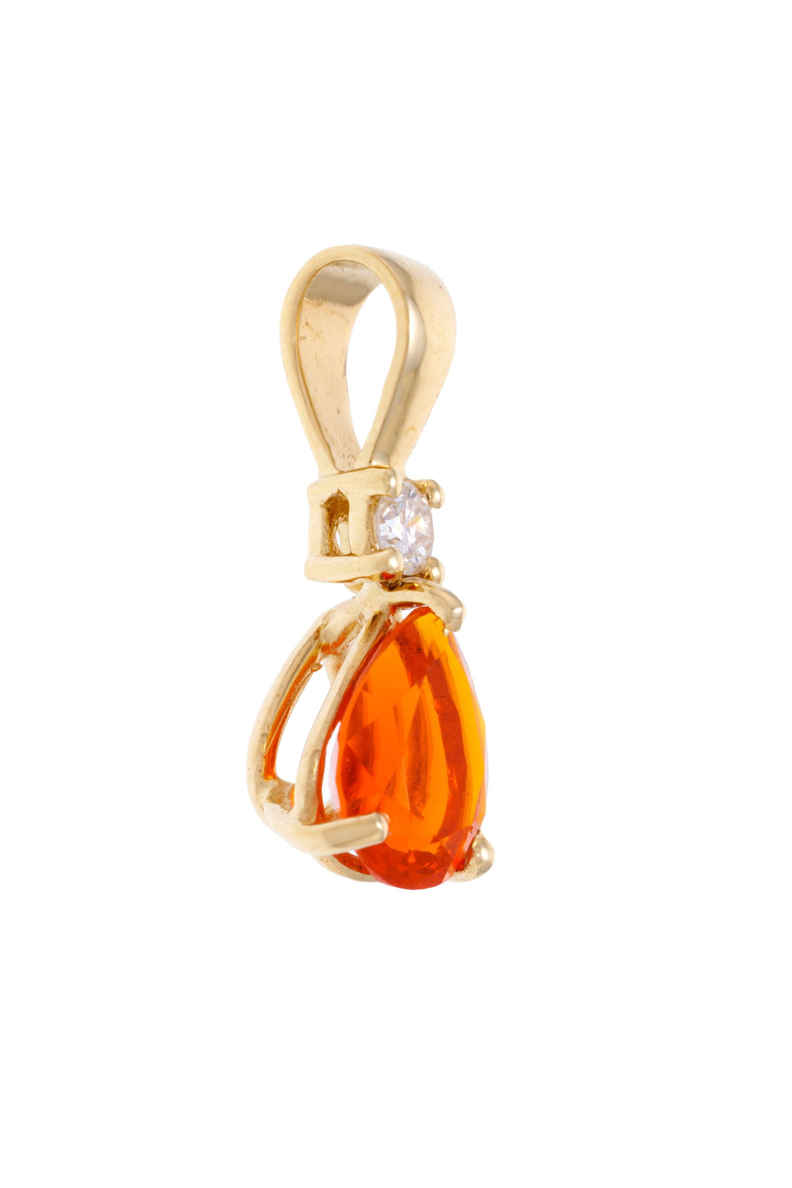 Pendentif or 750 retenant une goutte d’opale de feu surmontée d’un diamant taille b - 3