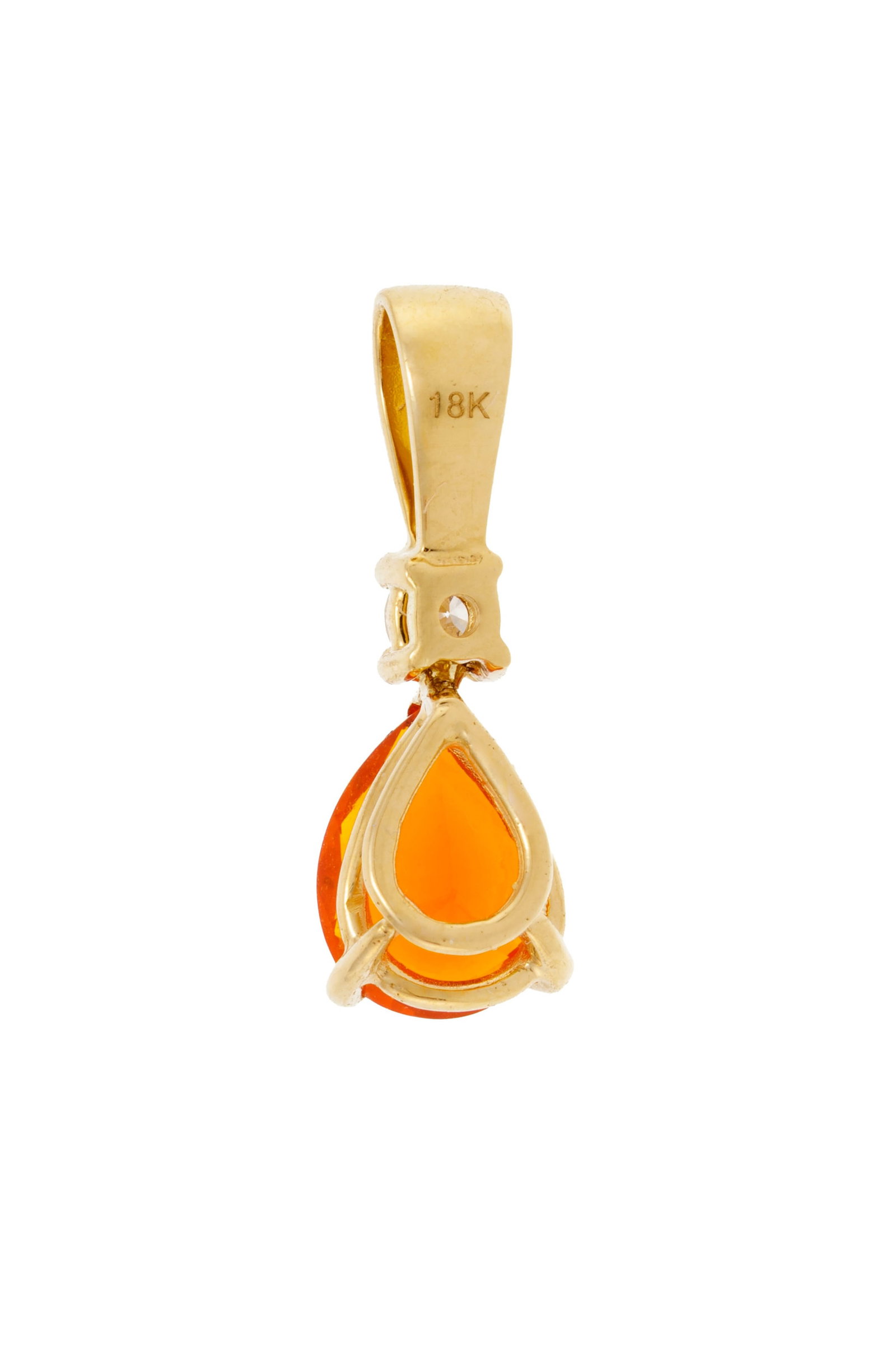 Pendentif or 750 retenant une goutte d’opale de feu surmontée d’un diamant taille b - 4