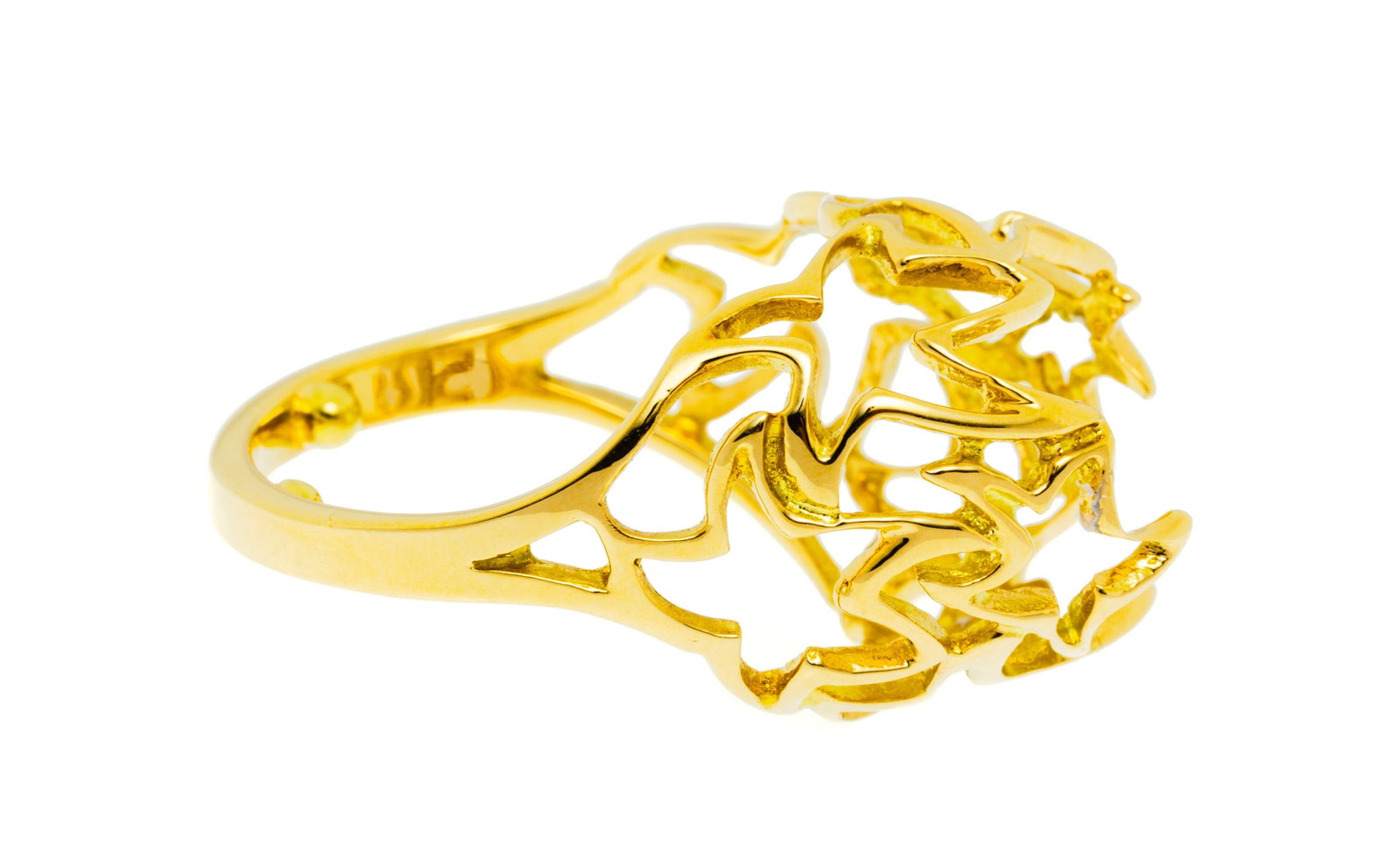 Gilbert Albert, bague or 750 à motif d'étoiles ajourées et ses 9 billes interchangeab - 3