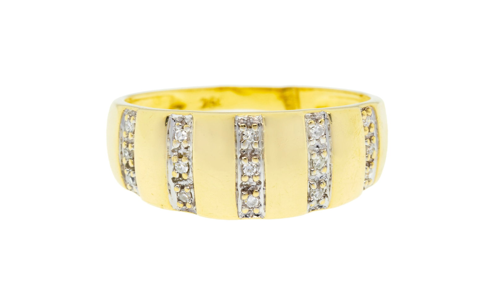 Bague 2 ors 750 sertie de lignes de diamants taille 8/8, doigt 54-14, 3g (1 of 4)
