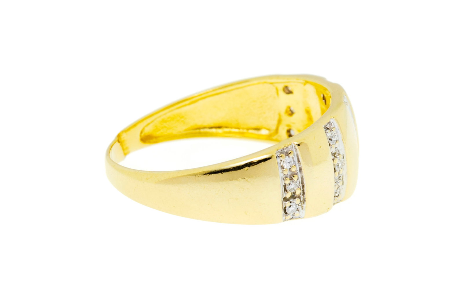 Bague 2 ors 750 sertie de lignes de diamants taille 8/8, doigt 54-14, 3g - 2