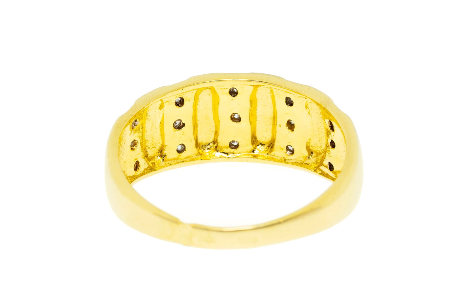 Bague 2 ors 750 sertie de lignes de diamants taille 8/8, doigt 54-14, 3g - 3