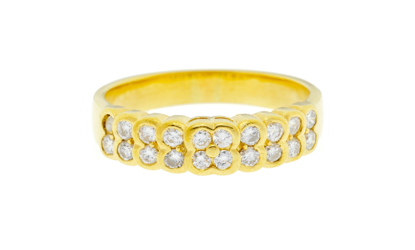 Bague or 750 sertie de deux lignes de diamants taille brillant, doigt 56-16, 4g: Bague or 750 sertie de deux lignes de diamants taille brillant, doigt 56-16, 4g Condition Monture: Bon état de conservation général. Présence de nombreuses rayures et de signes