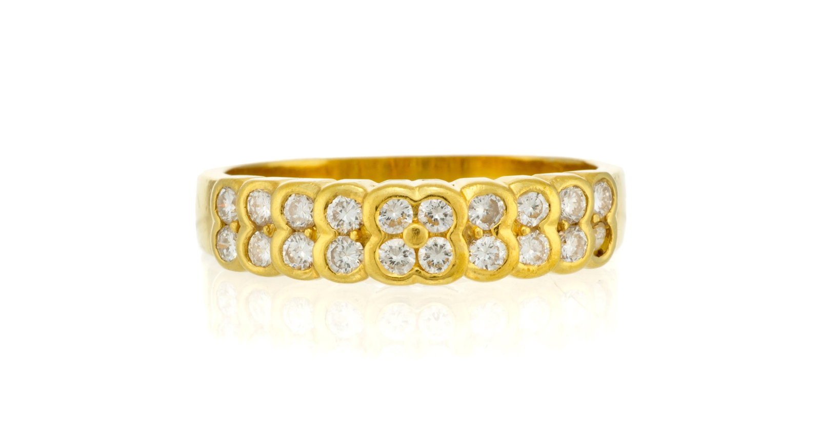 Bague or 750 sertie de deux lignes de diamants taille brillant, doigt 56-16, 4g - 2