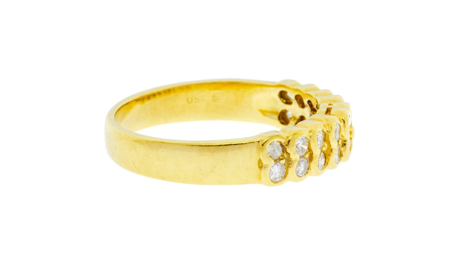 Bague or 750 sertie de deux lignes de diamants taille brillant, doigt 56-16, 4g - 3