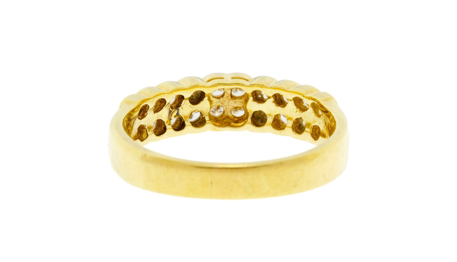 Bague or 750 sertie de deux lignes de diamants taille brillant, doigt 56-16, 4g - 4