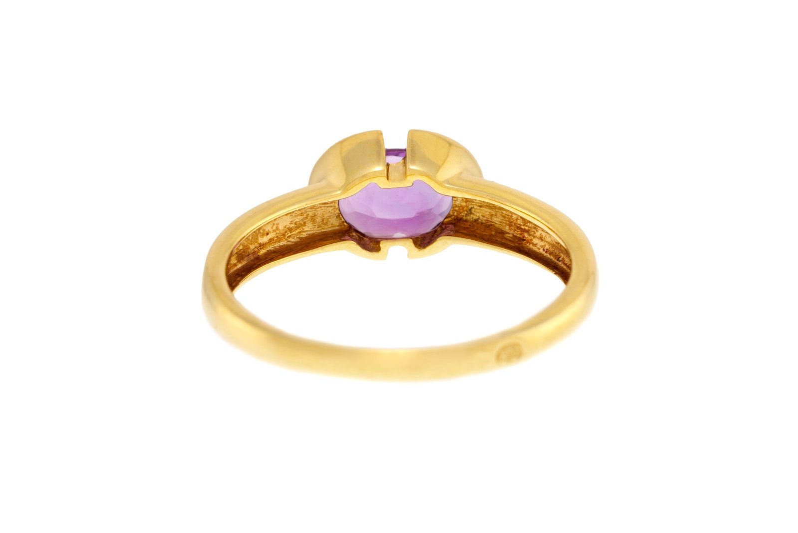 Bague or 750 sertie d'une améthyste ovale, doigt 53-13, 2g - 3