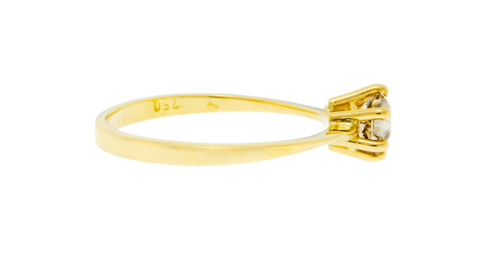 Solitaire or 750 serti d'un diamant taille ancienne (env. 0.35 ct), doigt 49-9 - 2